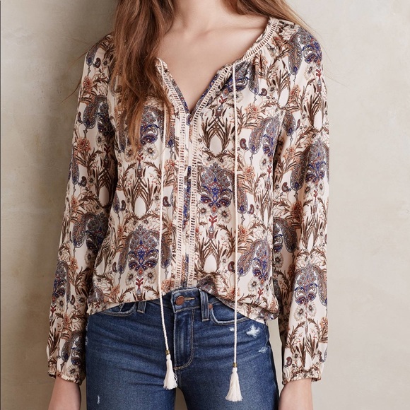 Anthropologie Tops - Meadow Rue Myrtle Peasant Blouse in Natural